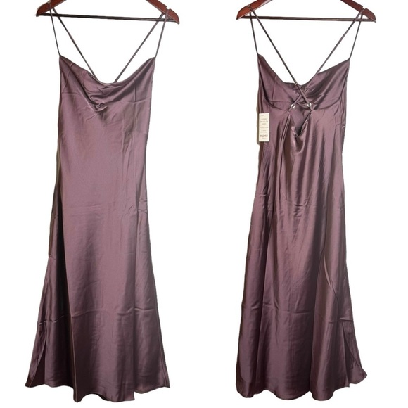 Show Me Your Mumu Verona Cowl Neck Slip Dress Dusty Plum Luxe Satin Small - Picture 1 of 14